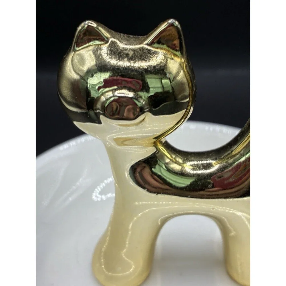 Porcelain Cat Dish Ring Holder And Jewelry Tray